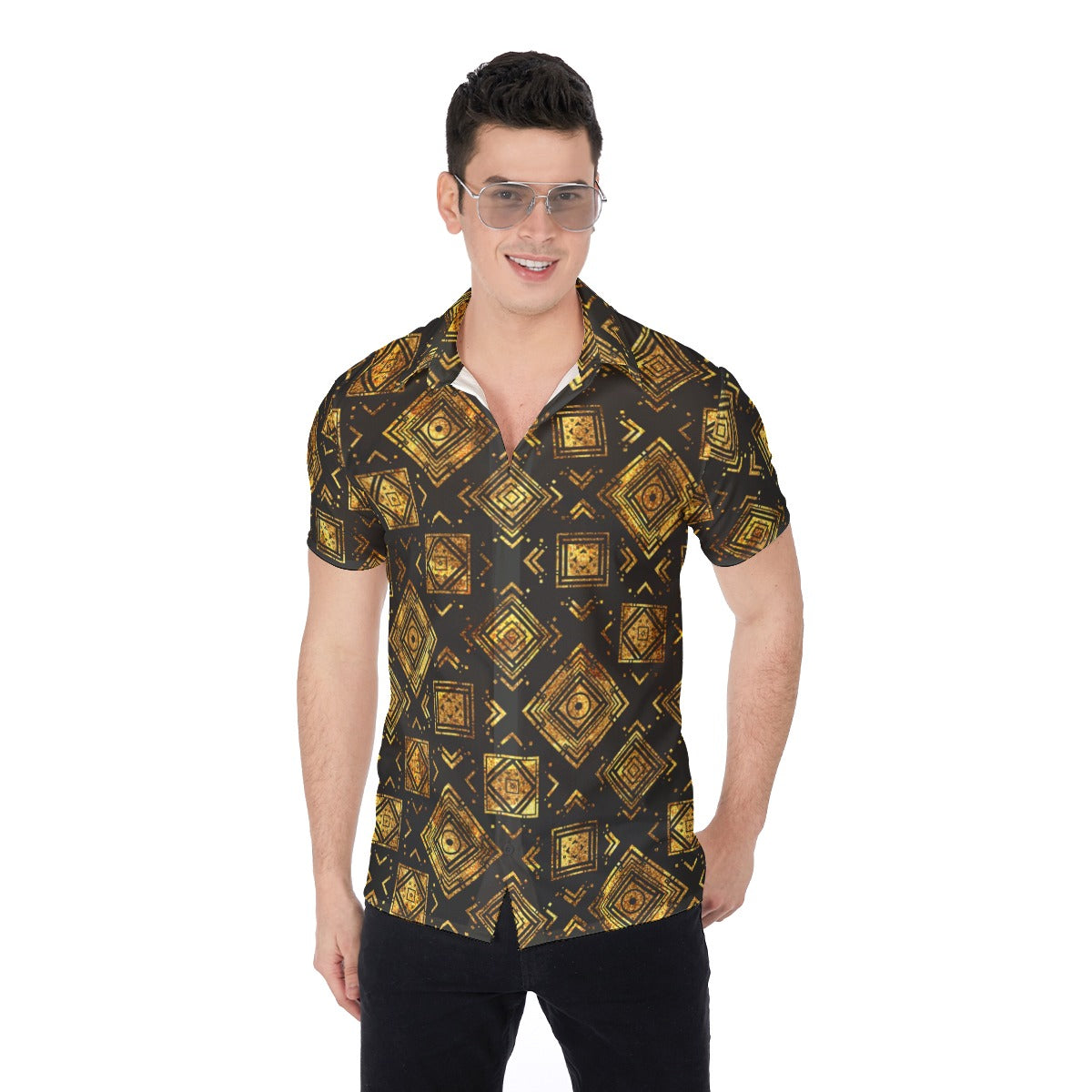 Black & Gold Royalty Made Men's Button Up