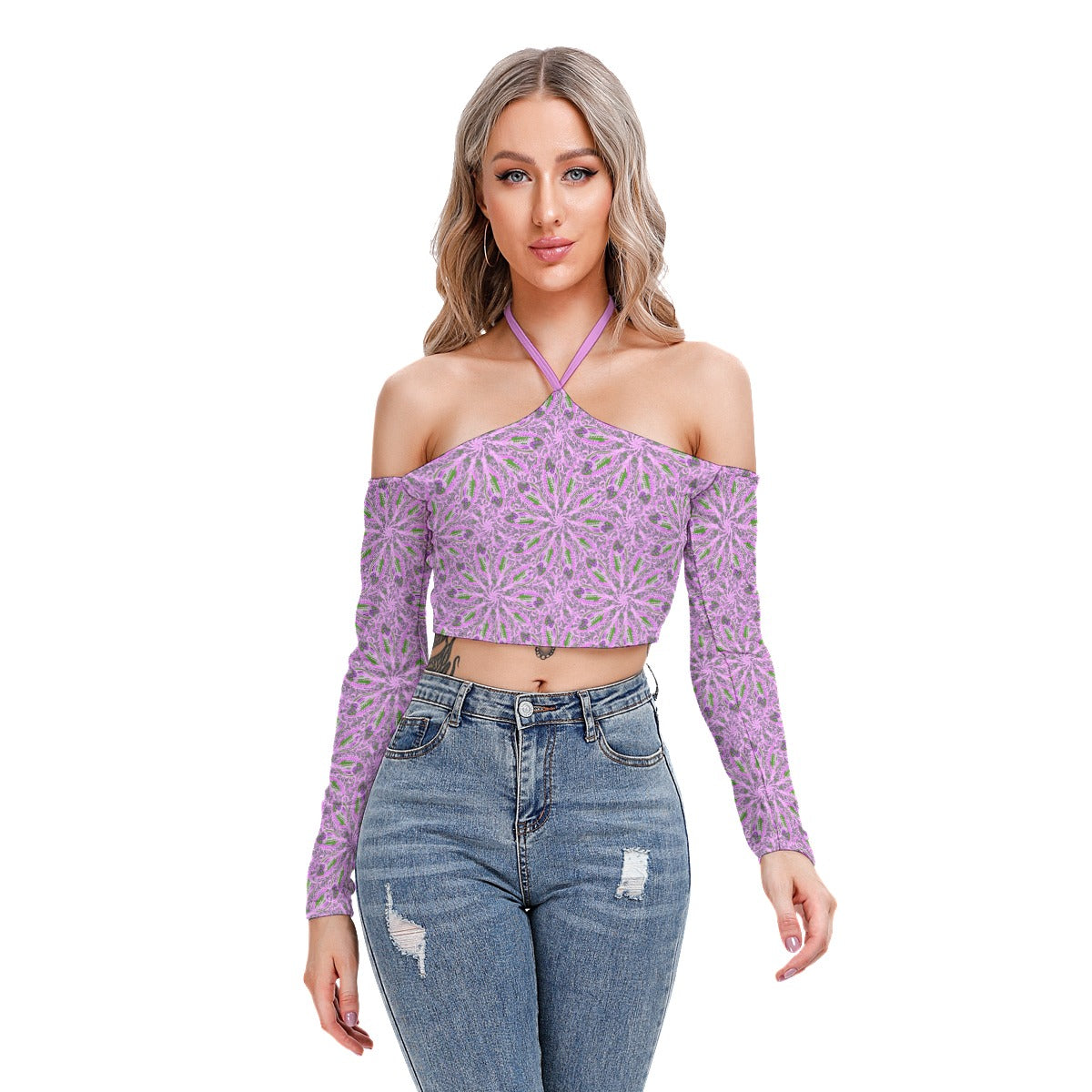 Cute Colorful Abstract Women's Halter Lace-up Top