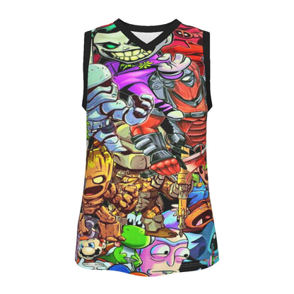 Cartoon Men's V Neck Basketball Top