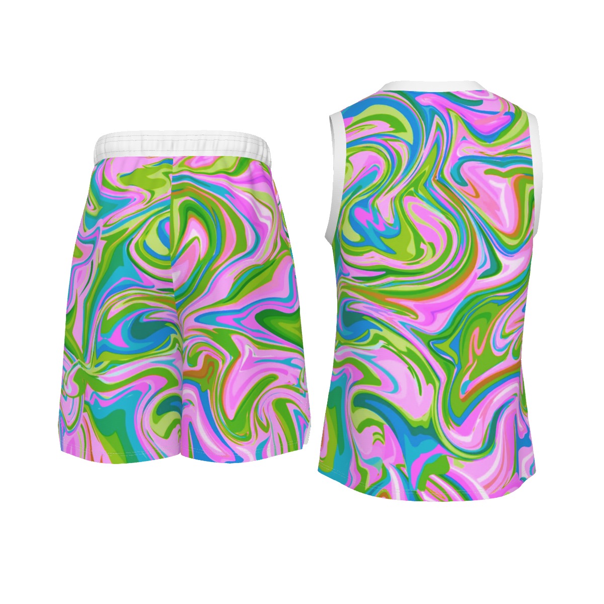 Psychedelic Men's V Neck Basketball Suit