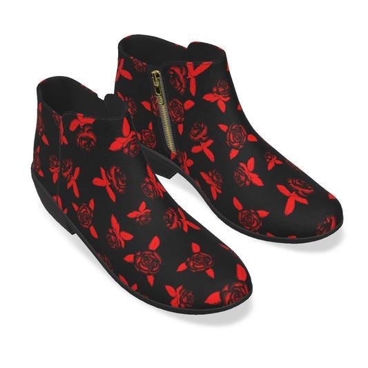 Black & Red Roses Men's Fashion Boots