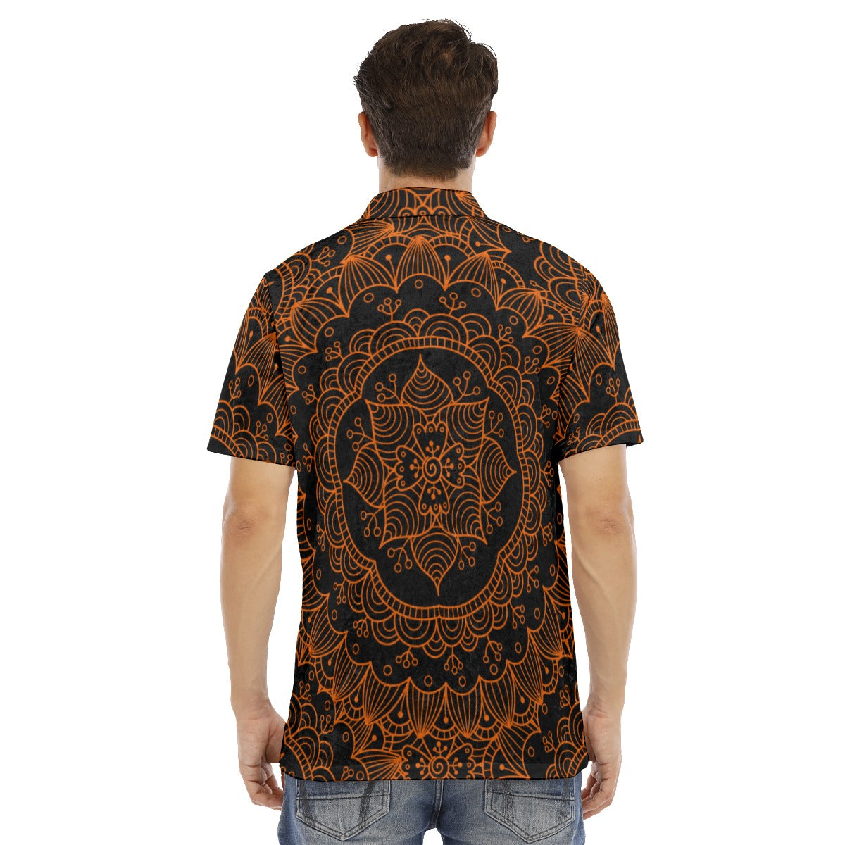 Black & Orange Kingdom Men's Polo Shirt | Velvet