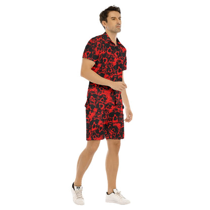 Men's Red Skull Gang Short Sleeve Shirt Sets