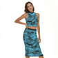 Women's Butterfly Tank Top & Split High Skirt Set