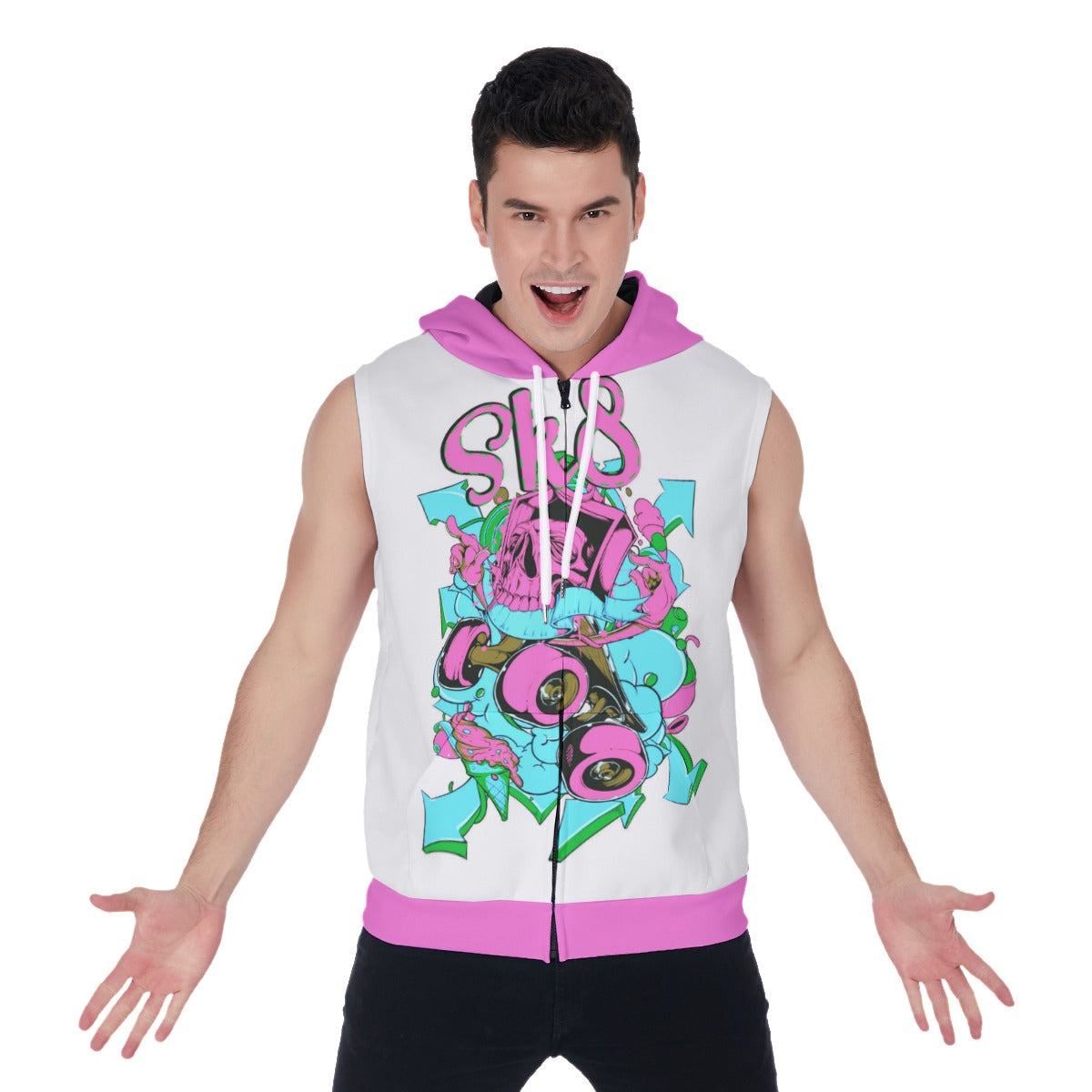 Sk8 Or Die Men's Zip-up Sleeveless Hoodie