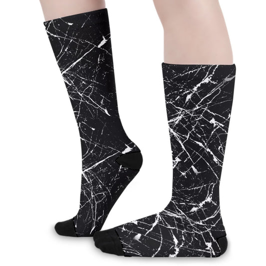 Black & White Splatter Long Socks