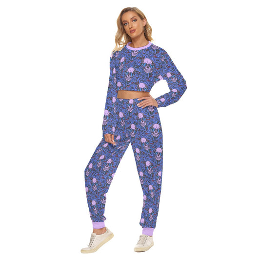 Love Skulls & Roses Women's Crop Sweatshirt Suit