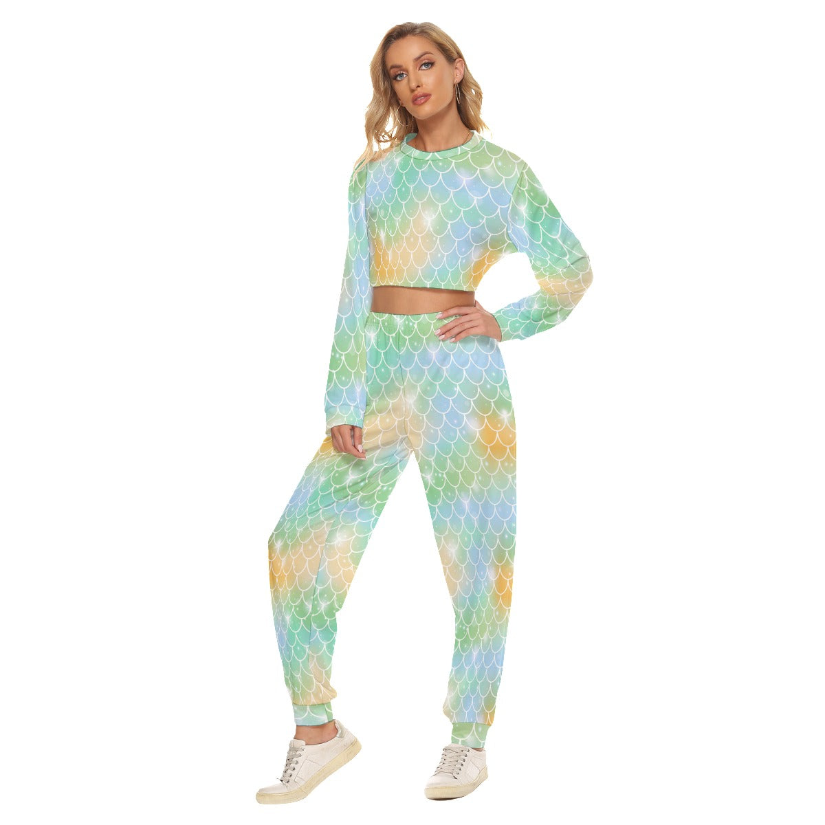 Mermaid Scales Women's Crop Sweatshirt Suit