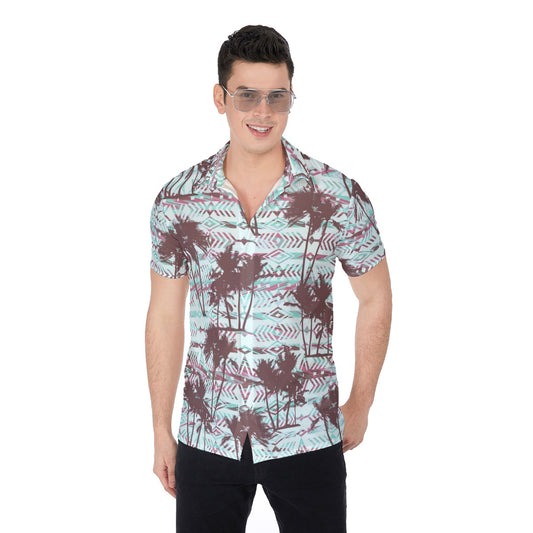 Ethnic Tribal Palm Trees Men's Button Up