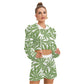 Cannabis Leaves Marijuana Women's Mirco Fleece Hoodie And Shorts Set