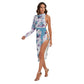 Light Blue Roses Women's Side Cutout Dress