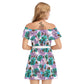 Beautiful Tropic Flowers Women's Off-shoulder Dress With Ruffle