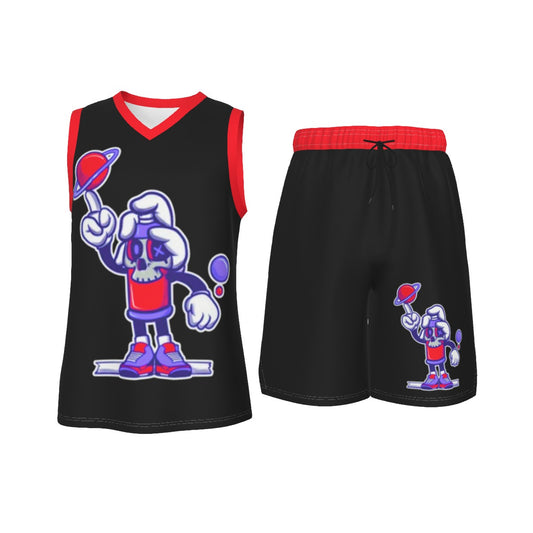 Graffiti Can Men's V Neck Basketball Suit