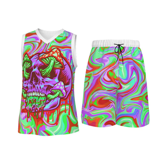 Psychedelic Men's V Neck Basketball Suit