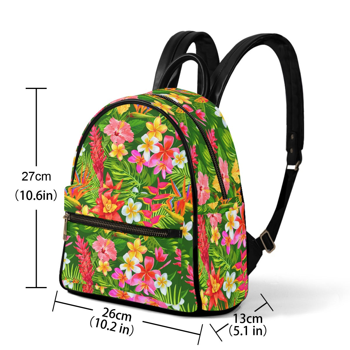 Tropical Flowers & Palm Leaves Small Size Backpack