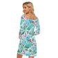 Garden Flowers Women's Off-shoulder Long Sleeve Dress