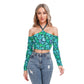 Cute Teal Hearts Women's Halter Lace-up Top