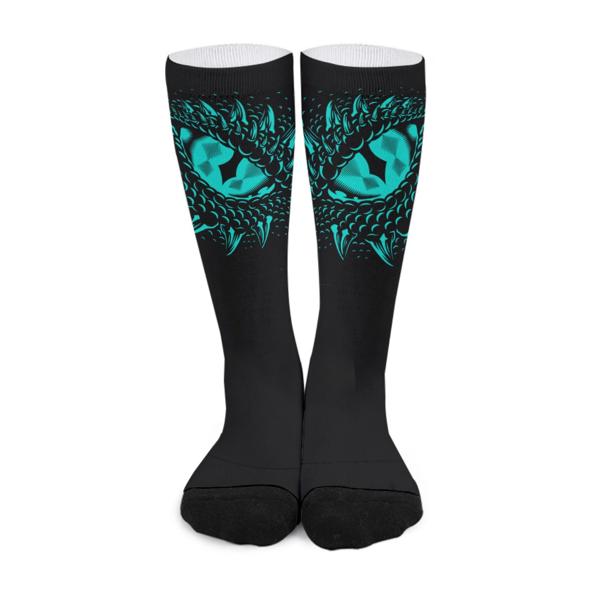 Teal & Black Dragons Eyes Long Socks