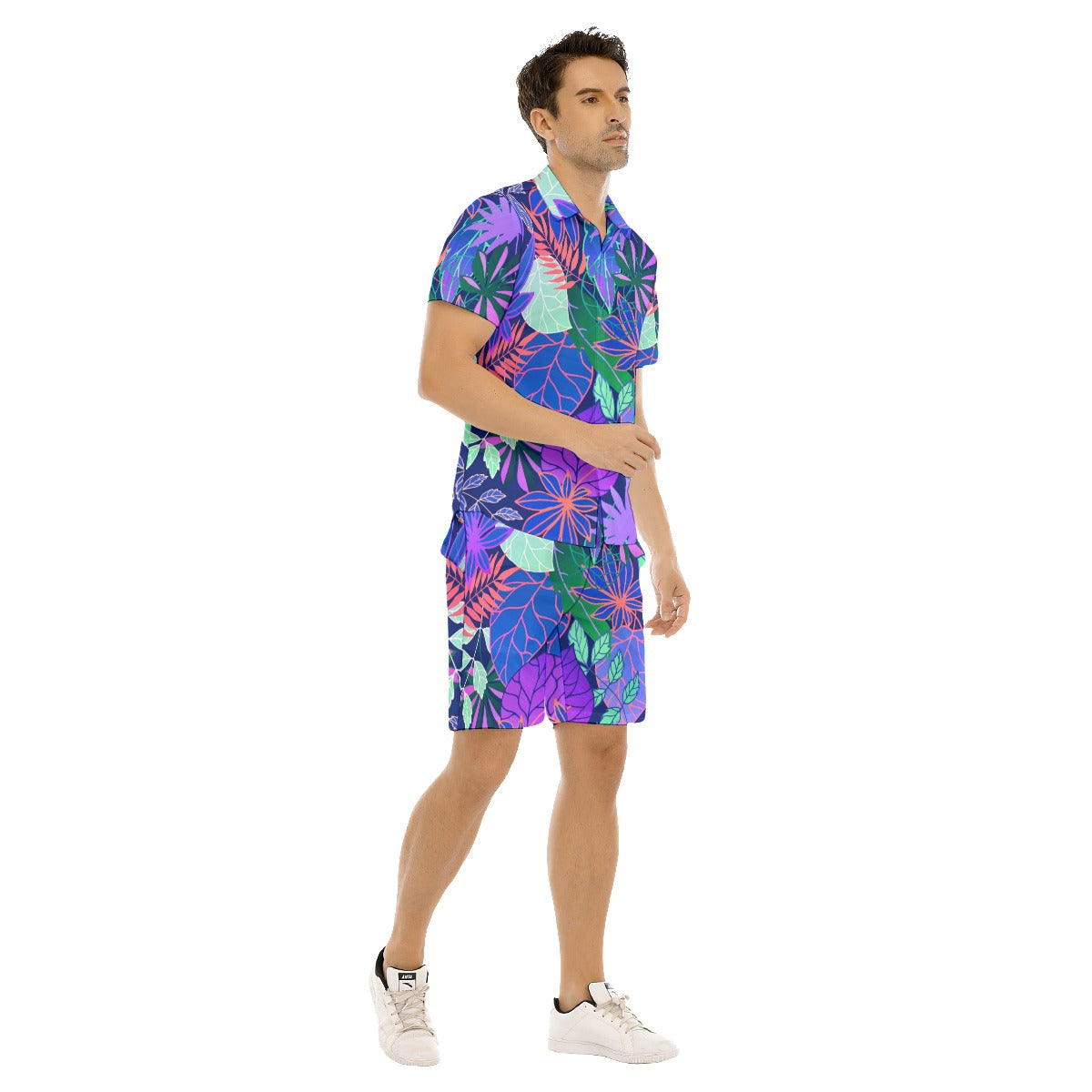 Neon Leaves Men's Short Sleeve Shirt Sets