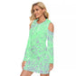 Neon Green Cute Flower Hooded Tight Dress