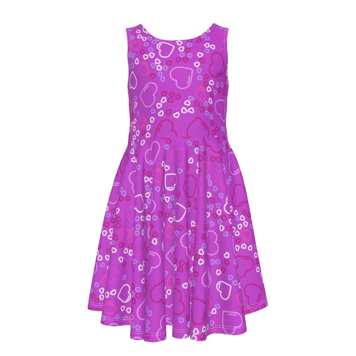 Purple Hearts Kid's Sleeveless Vest Dress