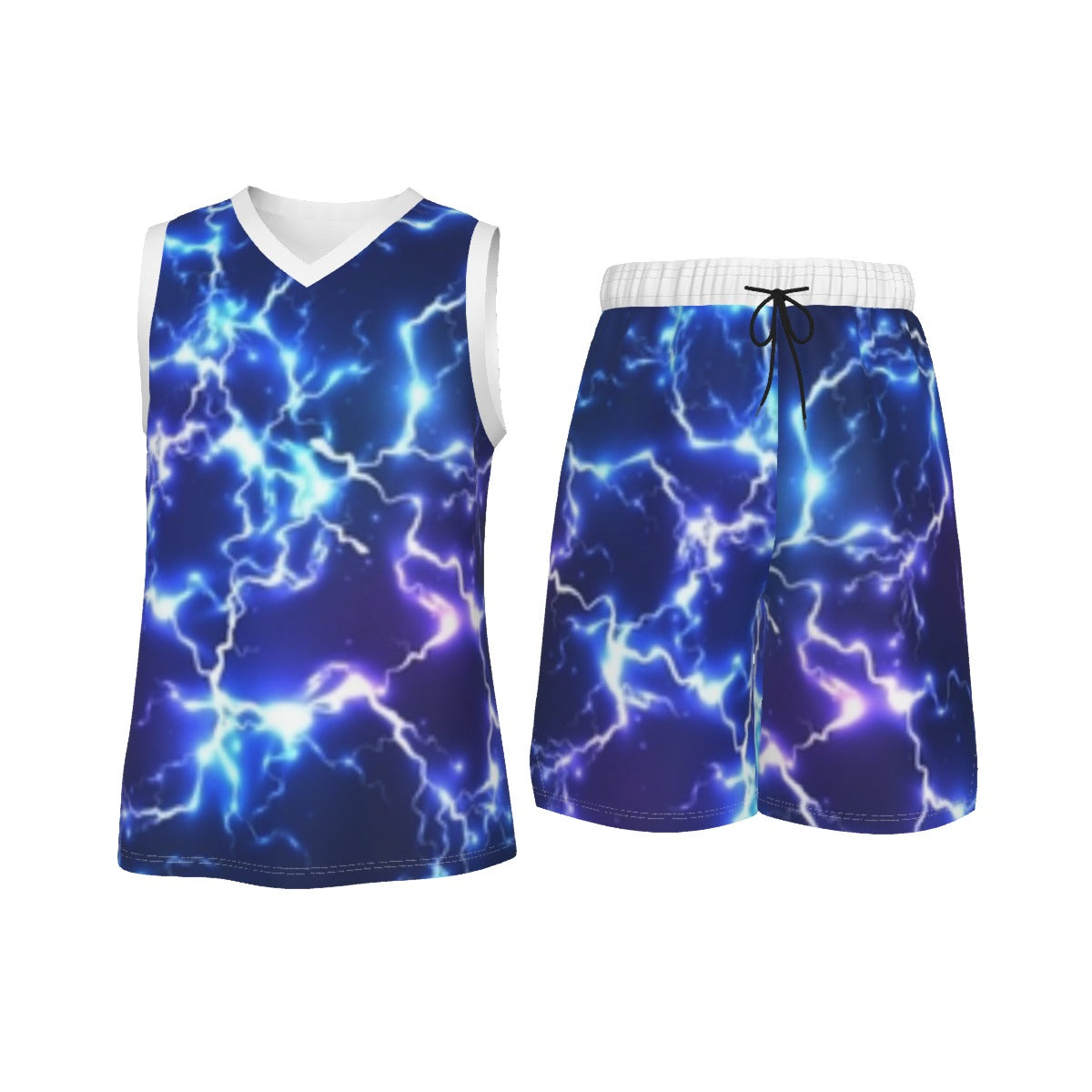 Lightning Strike Men's V Neck Basketball Suit