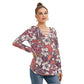 Tropical Hibiscus Flower With Tapa Tribal Designs Women's Long Sleeve Neckline Tie Sweatshirt