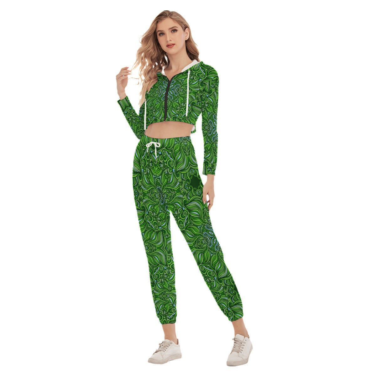 Something Cute Women's Crop Hoodie Sports Sets