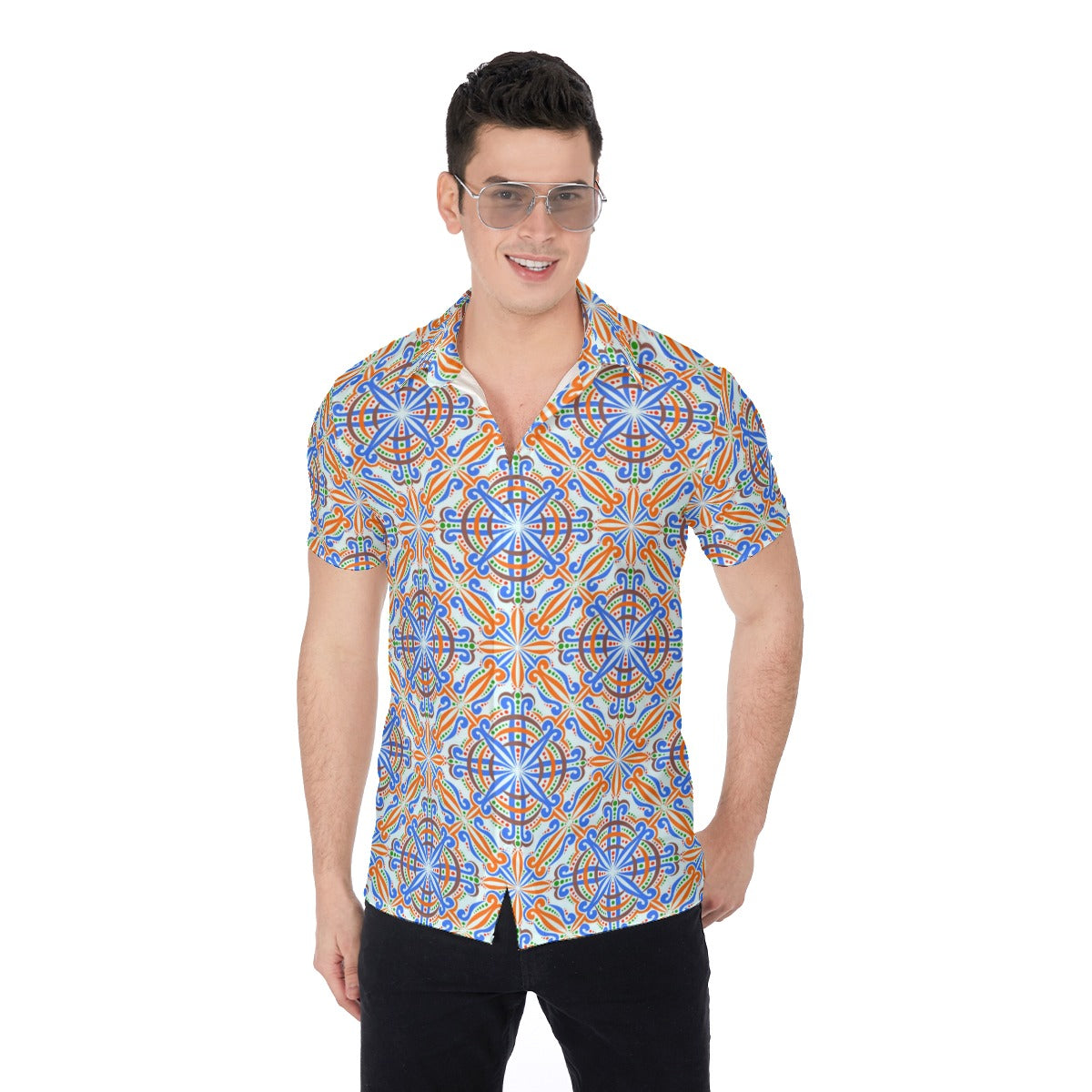 Made Royal Orange & Blue Men's Button Up Shirt