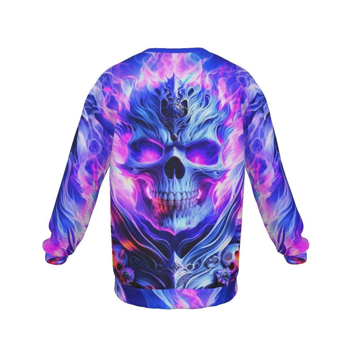 Men's Flaming Skull Drop Shoulder Round Neck Long-Sleeved Sweatshirt