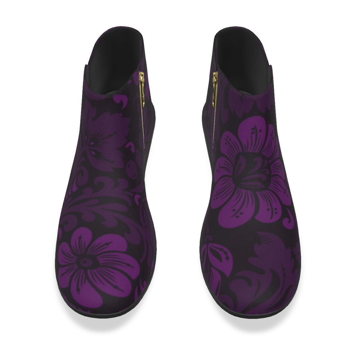 Purple Flowers Men's Fashion Boots