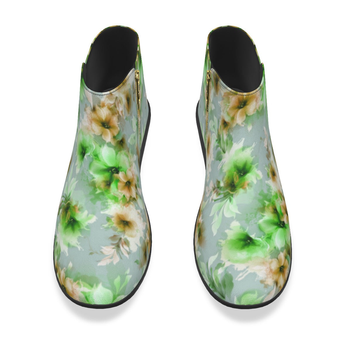 Orange & Green Abstract Flowers Men's Fashion  Boots