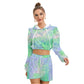Opal Gemstone Style Women's Micro Fleece Hoodie And Shorts Set