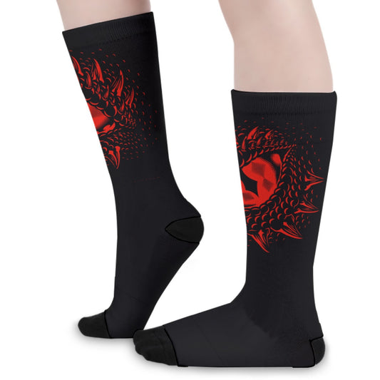 Red & Black Dragons Eyes Long Socks