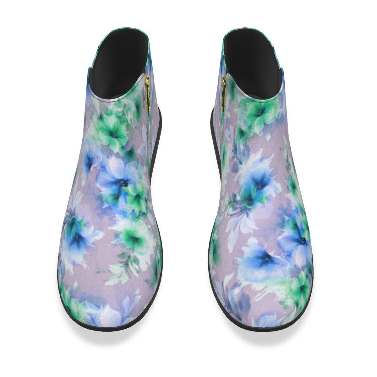 Blue & Green Abstract Flowers Men's Fashion  Boots