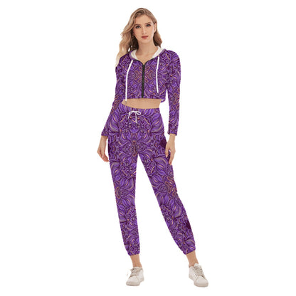 Something Cute Women's Crop Hoodie Sports Sets