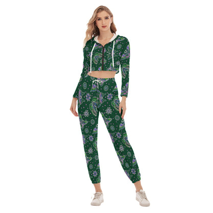 Butterflies Women's Crop Hoodie Sports Sets