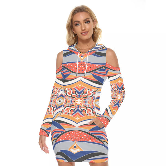 Beautiful Abstract Hooded Tight Dress