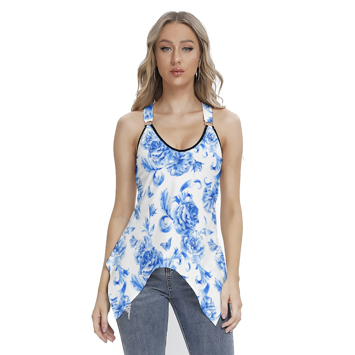 Vintage Blue Roses Women's Skinny Sport Tank Top