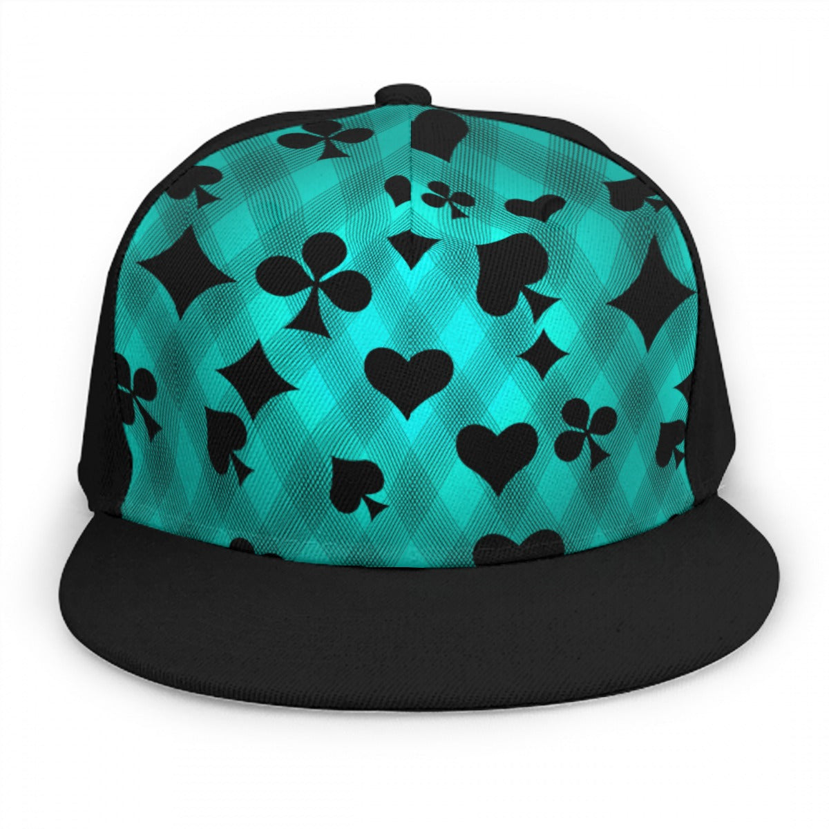 Teal & Black Playing Card Snap Back