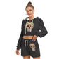 Sugar Skull Black Women's Mirco Fleece Hoodie And Shorts Set