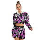 Purple & White Butterflies Women's Micro Fleece Hoodie And Shorts Set