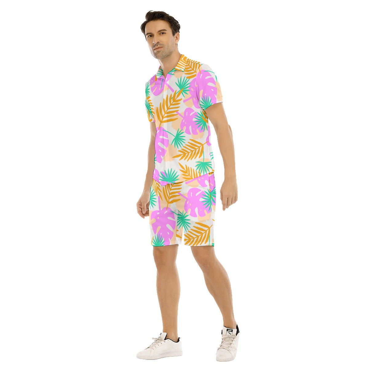 Tropical Leaves Men's Short Sleeve Shirt Sets