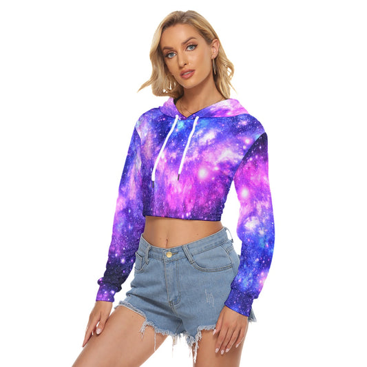 Women's Galaxy Crop Top Hoodie|Velvet