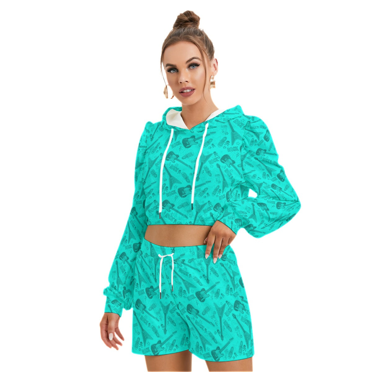 Cute Rock Star Women's Mirco Fleece Hoodie And Shorts Set