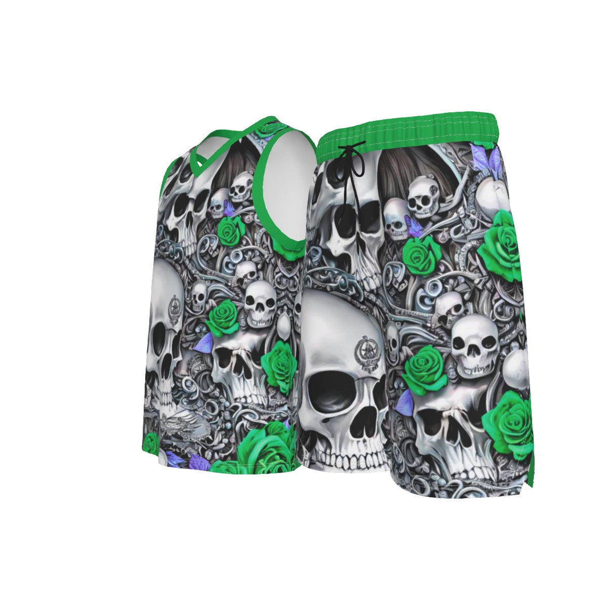 Skulls and Roses Men's V Neck Basketball Suit