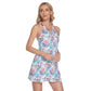 Cute Watercolor Flowers Women's Round Neck Above Knee Dress