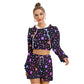 Mystical Pattern With Moon & Stars Women's Micro Fleece Hoodie And Shorts Set