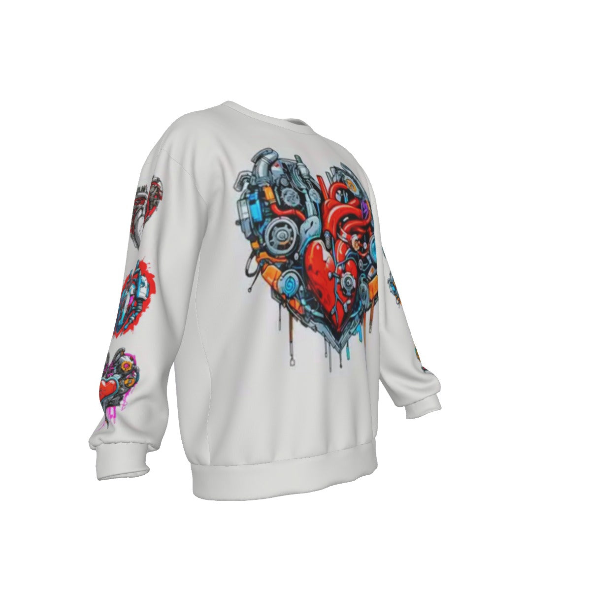 Bionic Hearts Men's Drop Shoulder Round Neck Long-Sleeved Sweatshirt