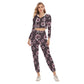 Vintage Flower Women's Crop Hoodie Sports Sets